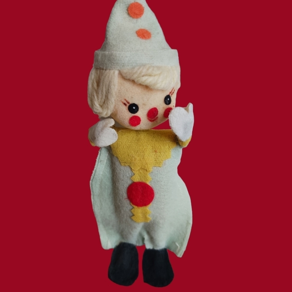Vtg clowns felt christmas ornaments set of 2 - Picture 4 of 9